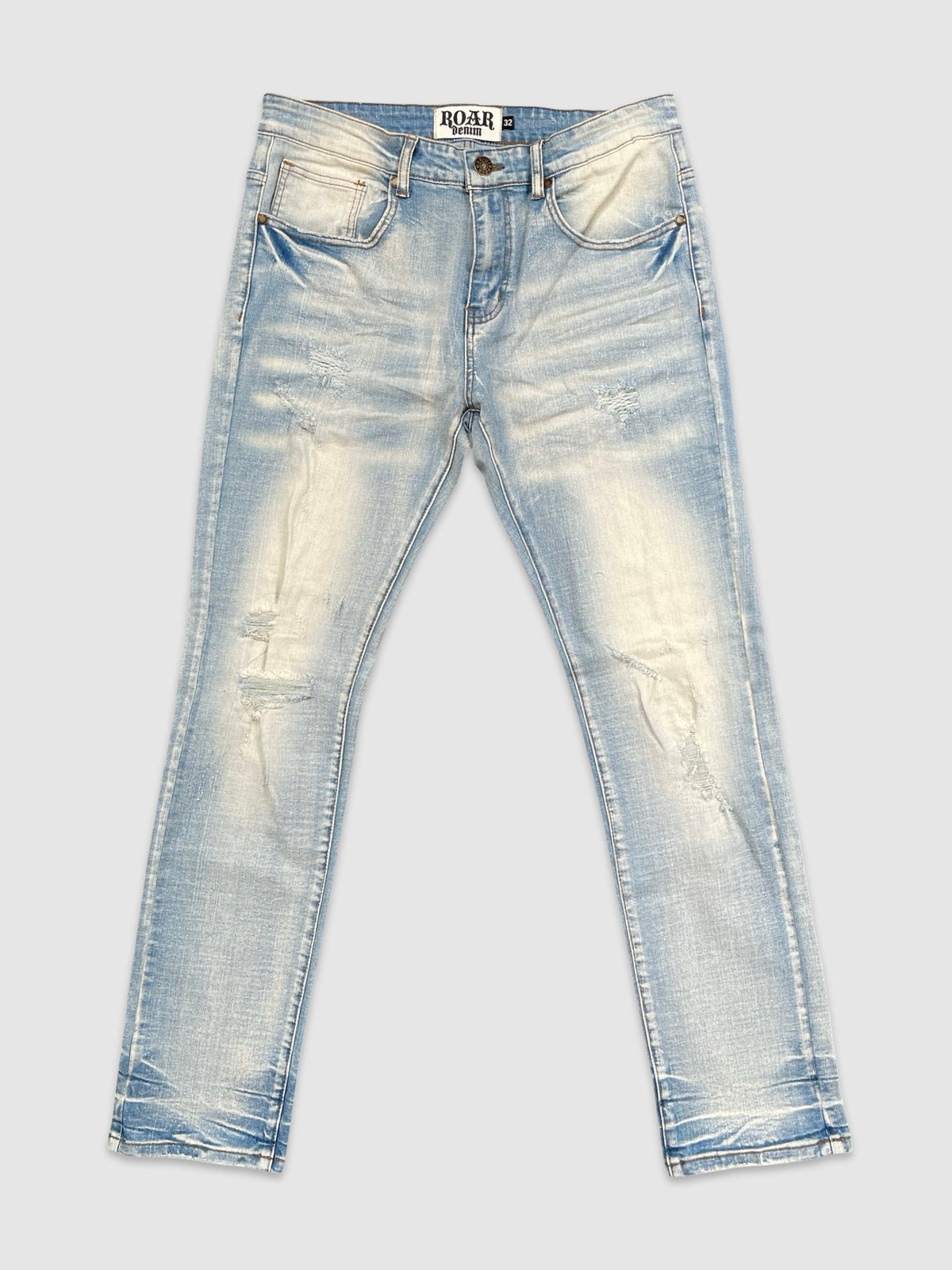 Rip & Repair Slim Jeans - Lt Sand Blue