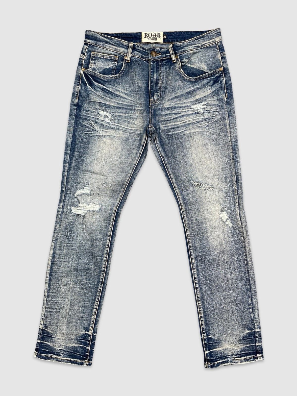 Rip & Repair Slim Jeans - Md Sand Blue