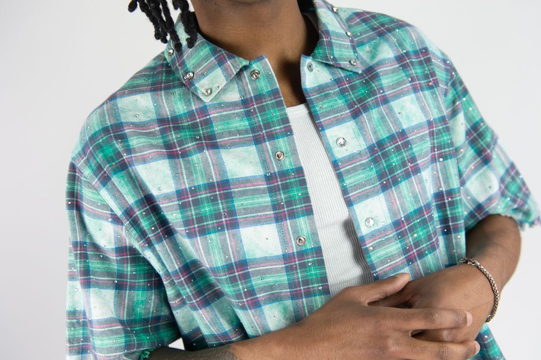 Plaid Rhinestone Shirt