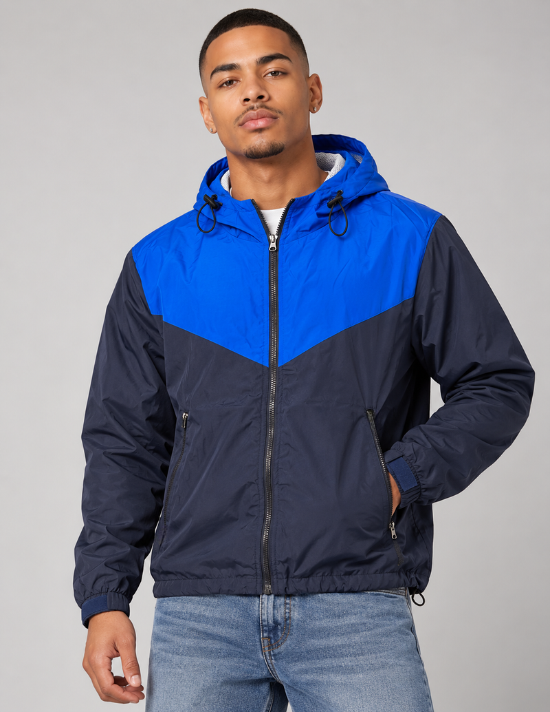Men's Two-Tone Hooded Windbreaker Jacket — alternate view