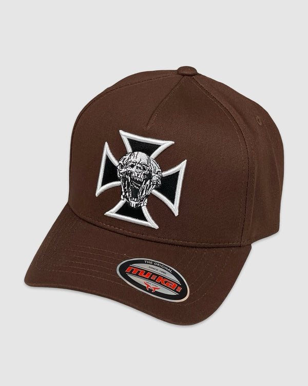Skull Cross Snapback - Brown