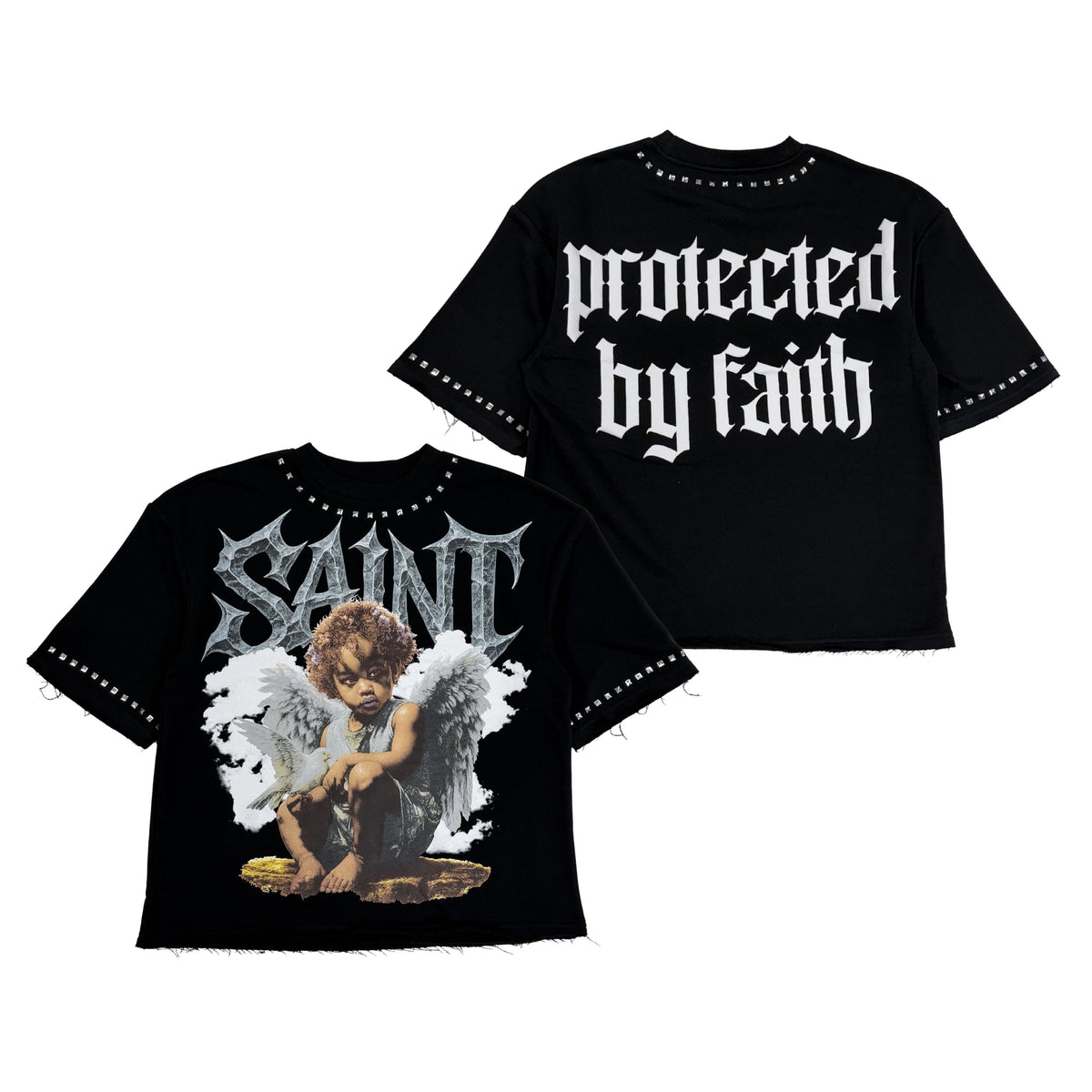 Saint French Terry Crop Tee - Black