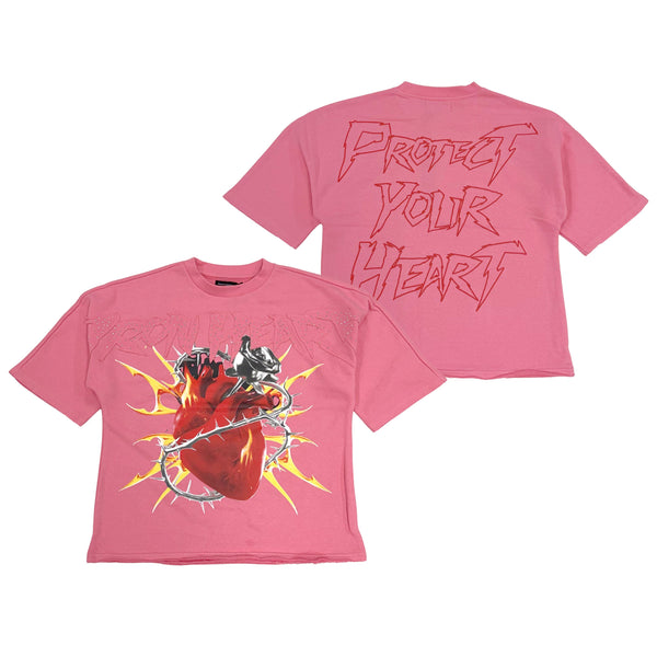 Iron Heart French Terry Crop Tee - Pink