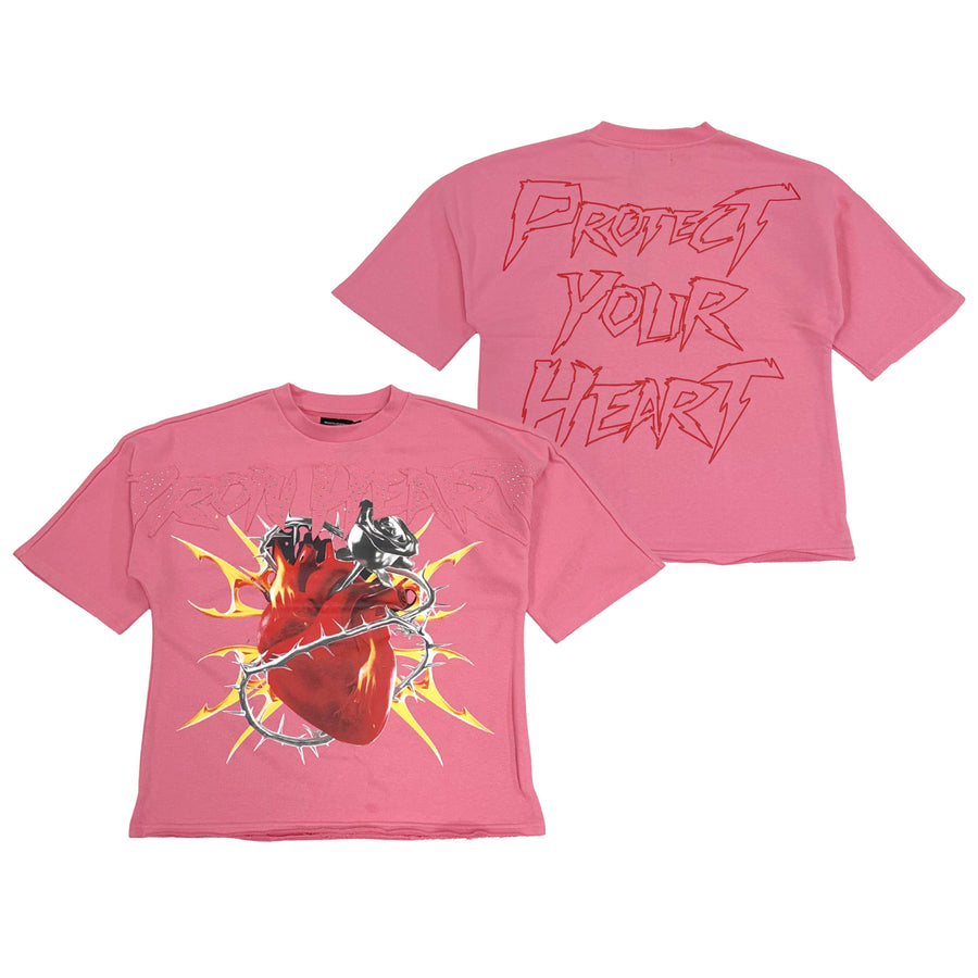 Iron Heart French Terry Crop Tee - Pink
