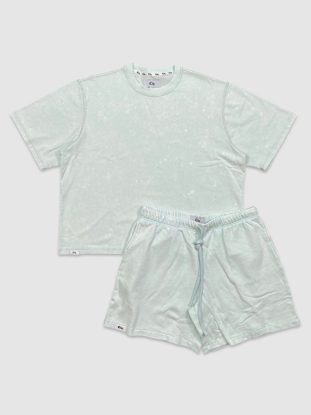 Crop Tee & Fleece Short Set - Blue