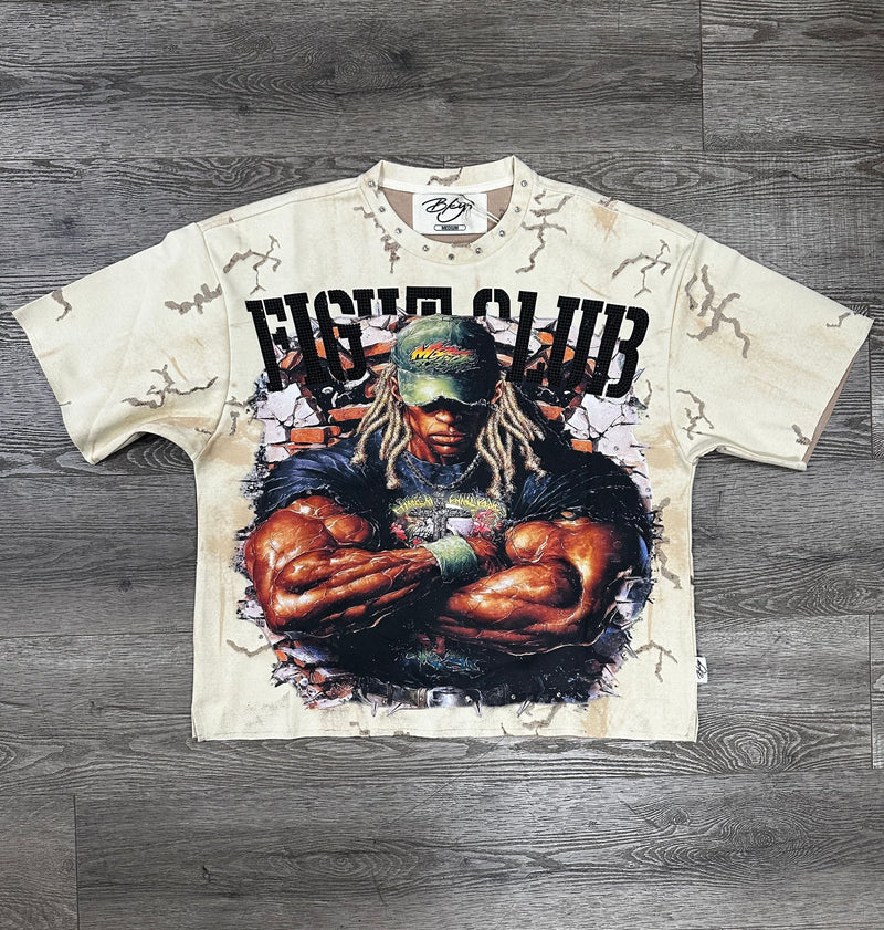 Men's Fight Club Muscle Fighter Distressed Cropped Tee — alternate view