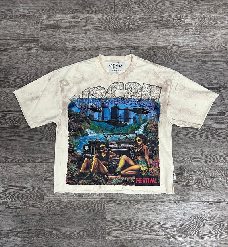 Vacay Cropped Tee - Off White