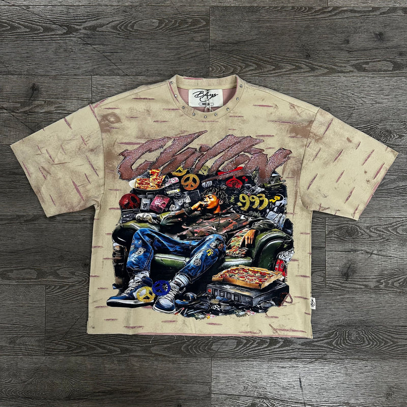 Chillin Cropped Tee - Beige