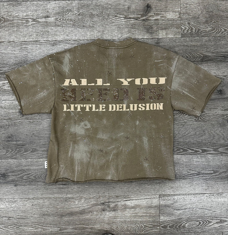 Men's Delusion Night Car Graphic Distressed Cropped Tee — alternate view
