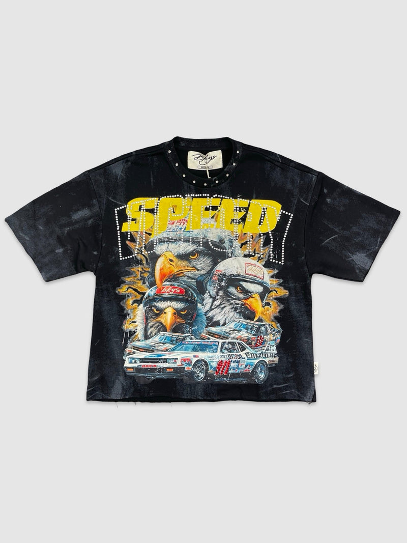 Men's Speed Race Car Vintage Wash Cropped Tee — alternate view