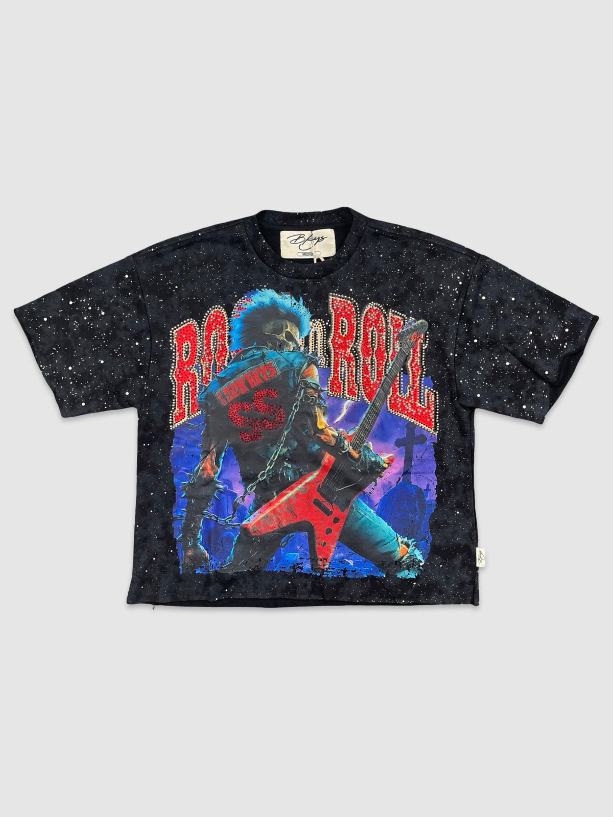 Rock N Roll Cropped Tee - Black