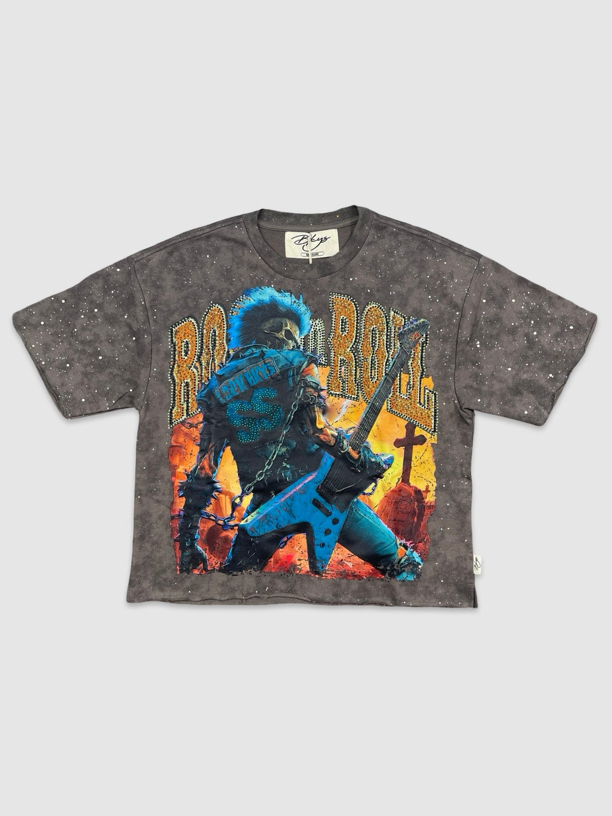 Rock N Roll Cropped Tee - Grey