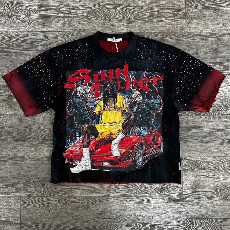 Men's Soul Maker Sports Car Paint Splatter Cropped Tee — alternate view