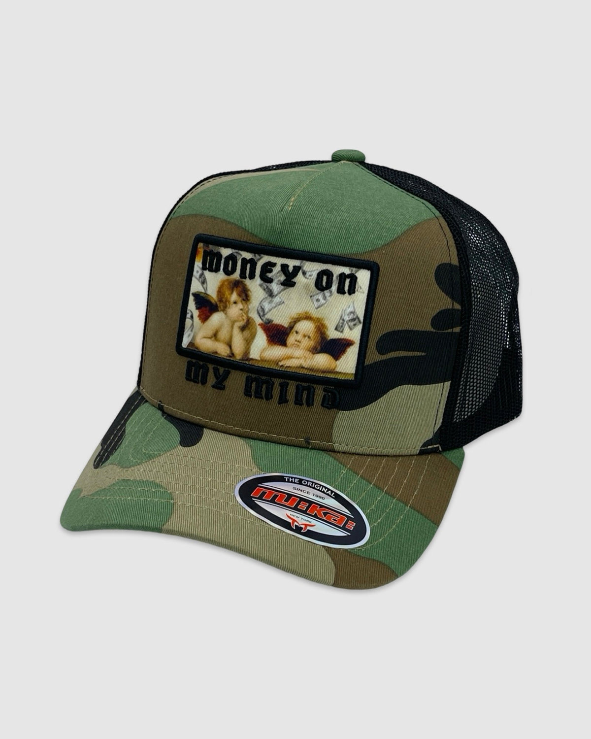 Money On My Mind Trucker Hat - Khaki Camo