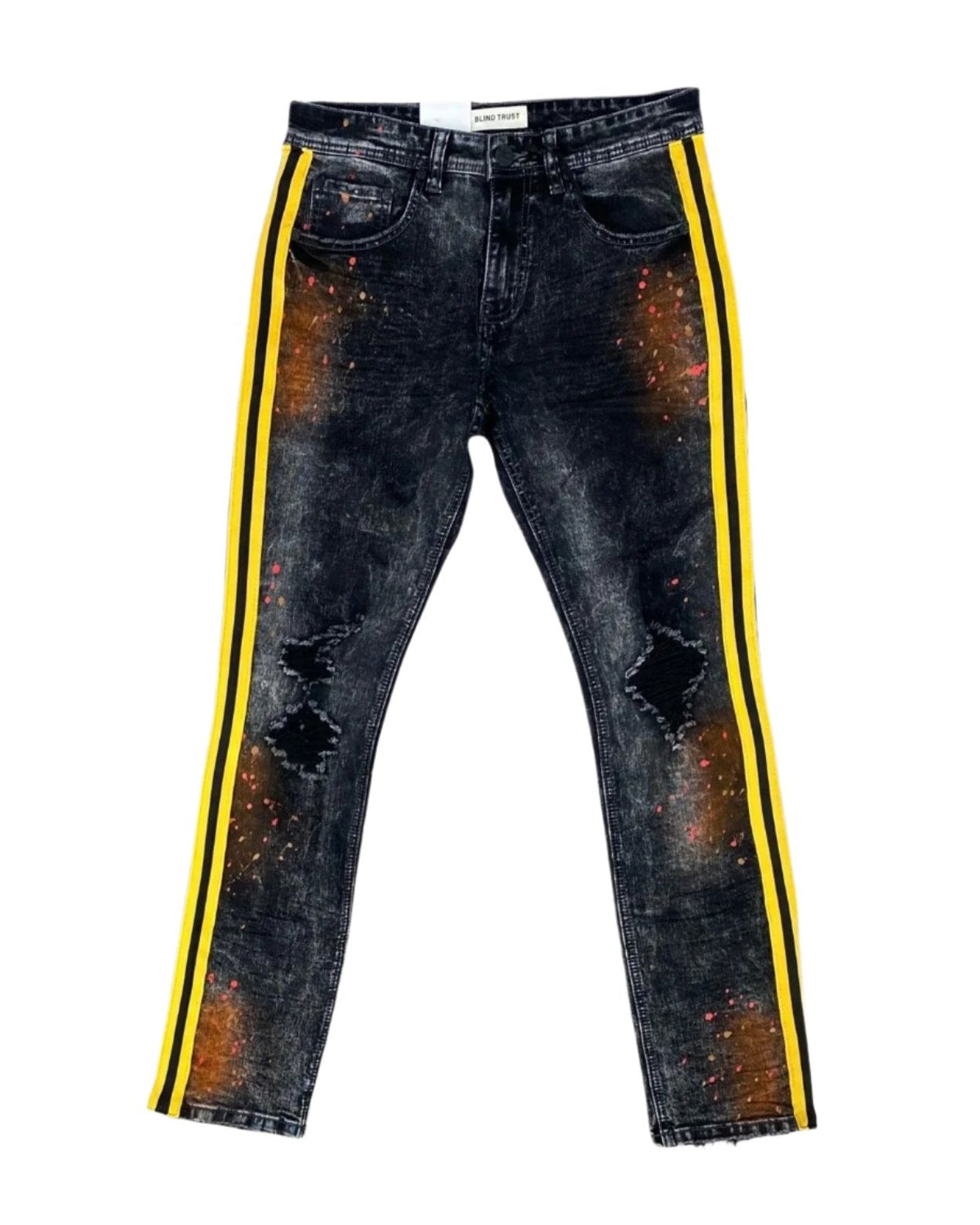 B&T Stripe Jeans w/ Paint - Black-Gold