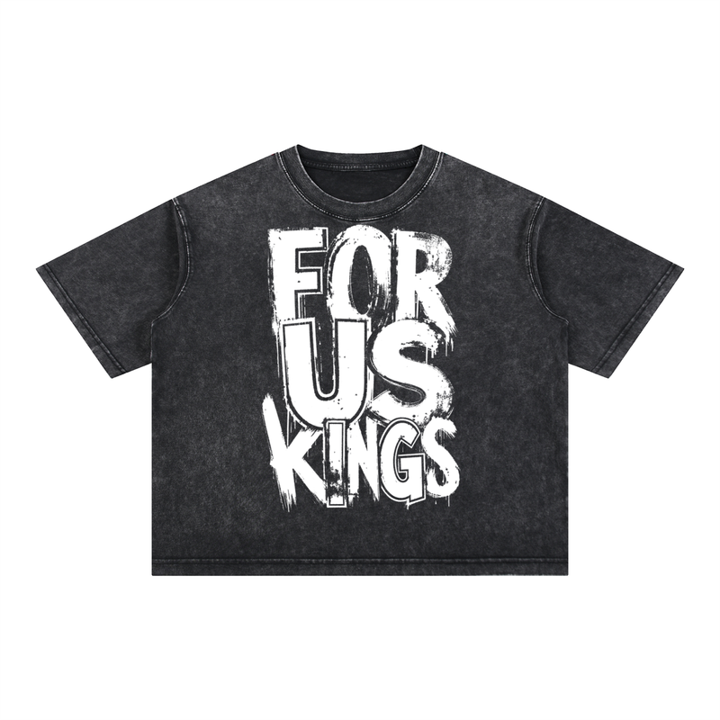 Drip Print Mineral Wash Boxy Cotton T-Shirt