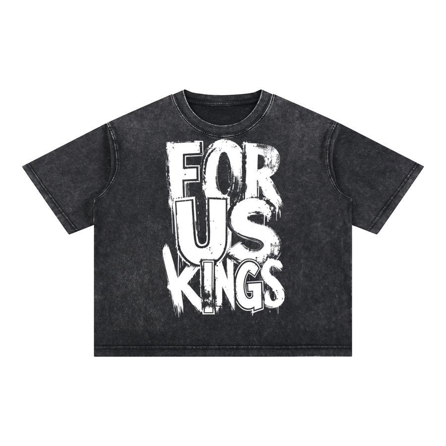 Drip Print Mineral Wash Boxy Cotton T-Shirt
