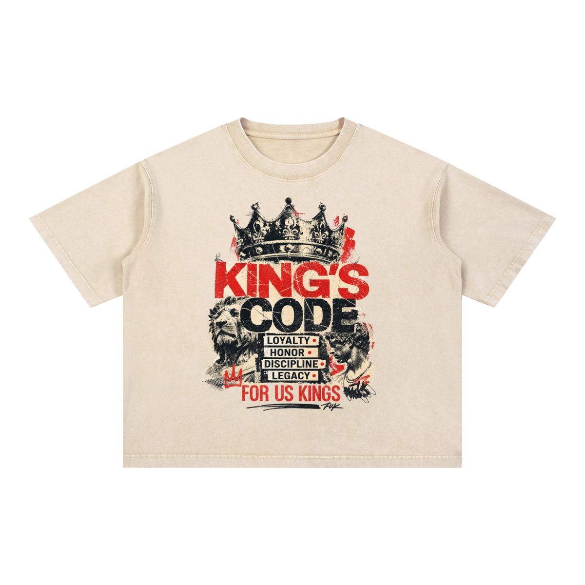 Kings Code Mineral Wash Boxy Cotton T-Shirt, enlarged view