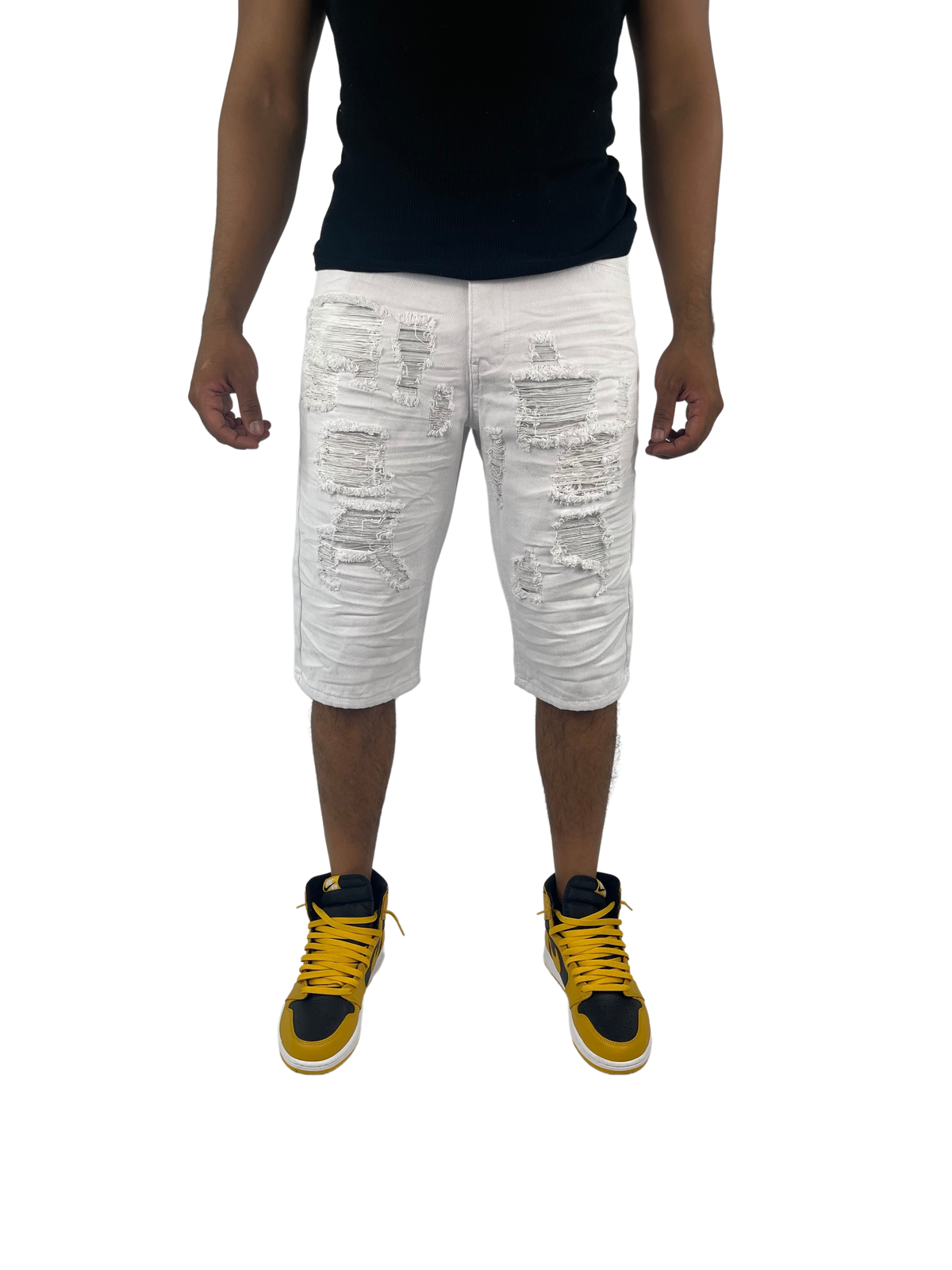 Distressed Solid Twill Shorts