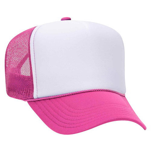 Foam Front Trucker Cap - Fuschia-White-Fuschia