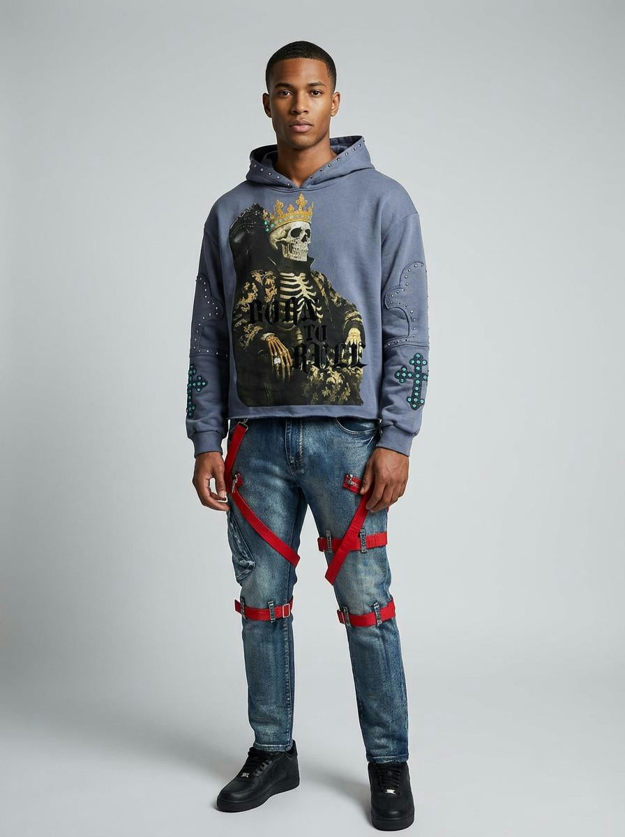 Skull King Stone Crop Hoodie