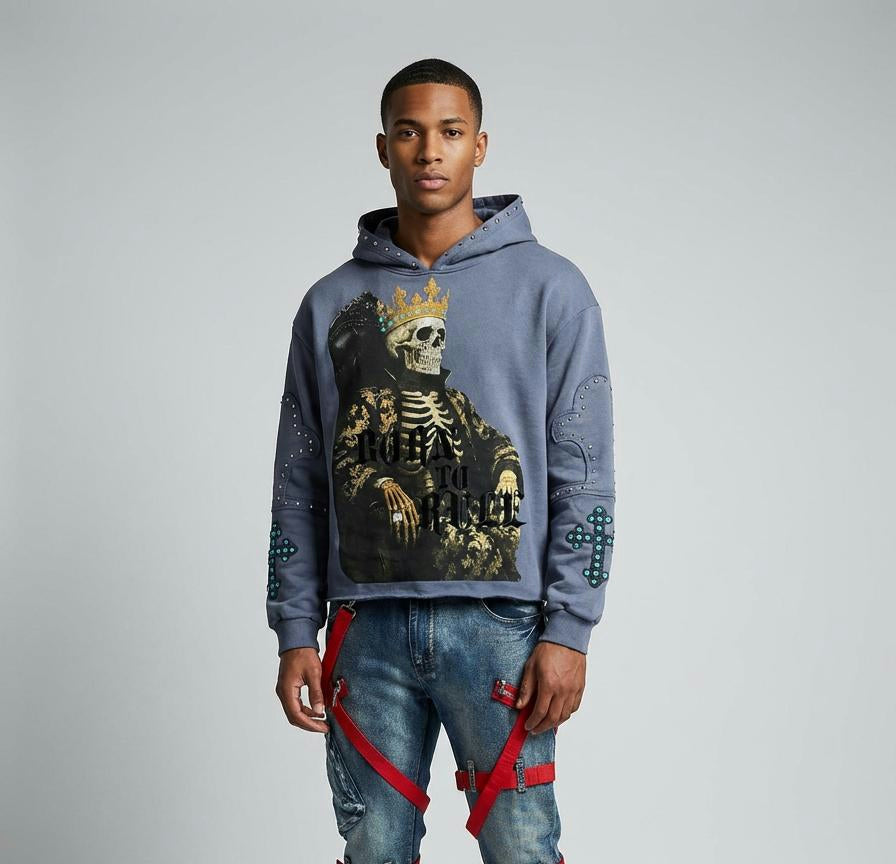 Skull King Stone Crop Hoodie