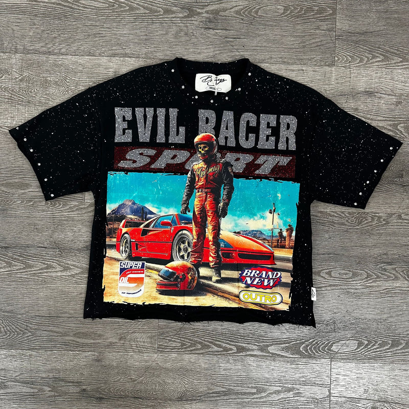 Men's Evil Racer Sports Car Graphic Cropped Tee — alternate view